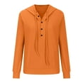 thumbnail image 5 of QLEICOM Women's Striped Casual Hooded Sweater Open Collar Sweater Long Sleeve Lapel Blouses Shirts Tops Orange S, US Size 4, 5 of 7