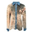thumbnail image 4 of YUGYXL Women's Long Sleeve Flannel Plaid Shirts Button Down Business Dressy Blouse for Christmas and Casual Wear Khaki Sweatshirts L, 4 of 5