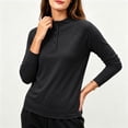thumbnail image 4 of Ke1Clo Womens High Neck Pullover Casual Long Sleeve Solid Color Slim Fit Knit Tops Button Down Stretchy Fall Winter Travel Tunic Tshirt Black XXXL, 4 of 7