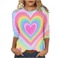 thumbnail image 5 of BLVB Tie Dye Heart Graphic T Shirt Women Valentines Shirt Cute Pattern 3/4 Sleeve Tops Spring Crewneck Tees, 5 of 5