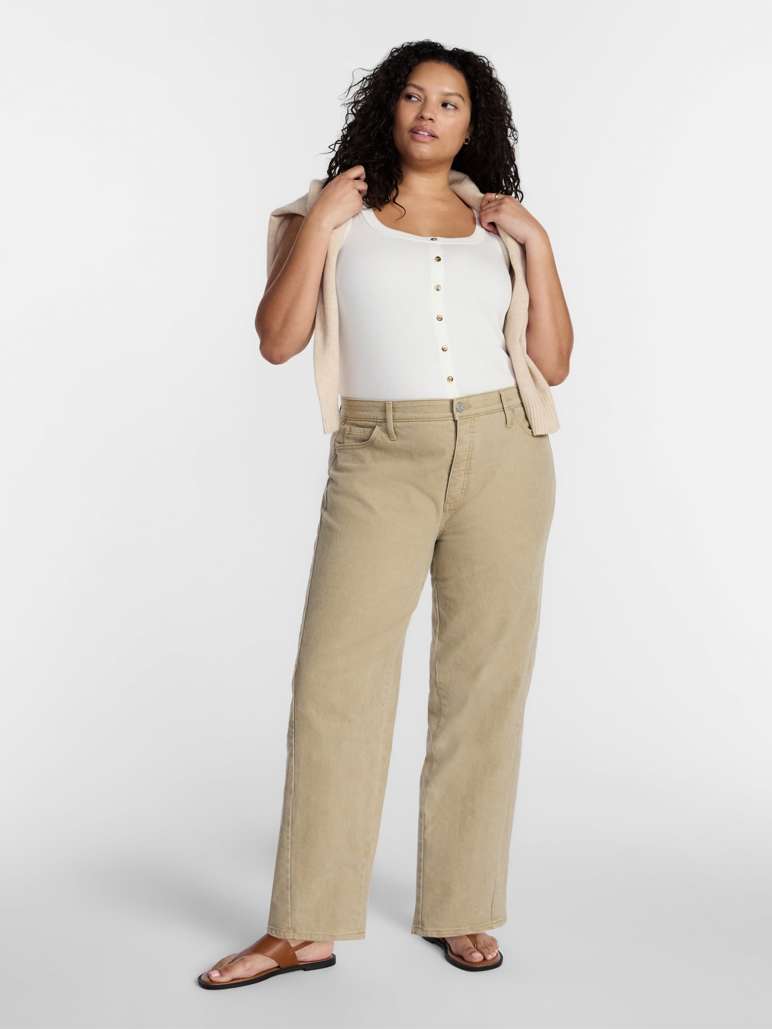 Terra & Sky Women’s Plus Size Button Through Tank, Sizes 0X-4X