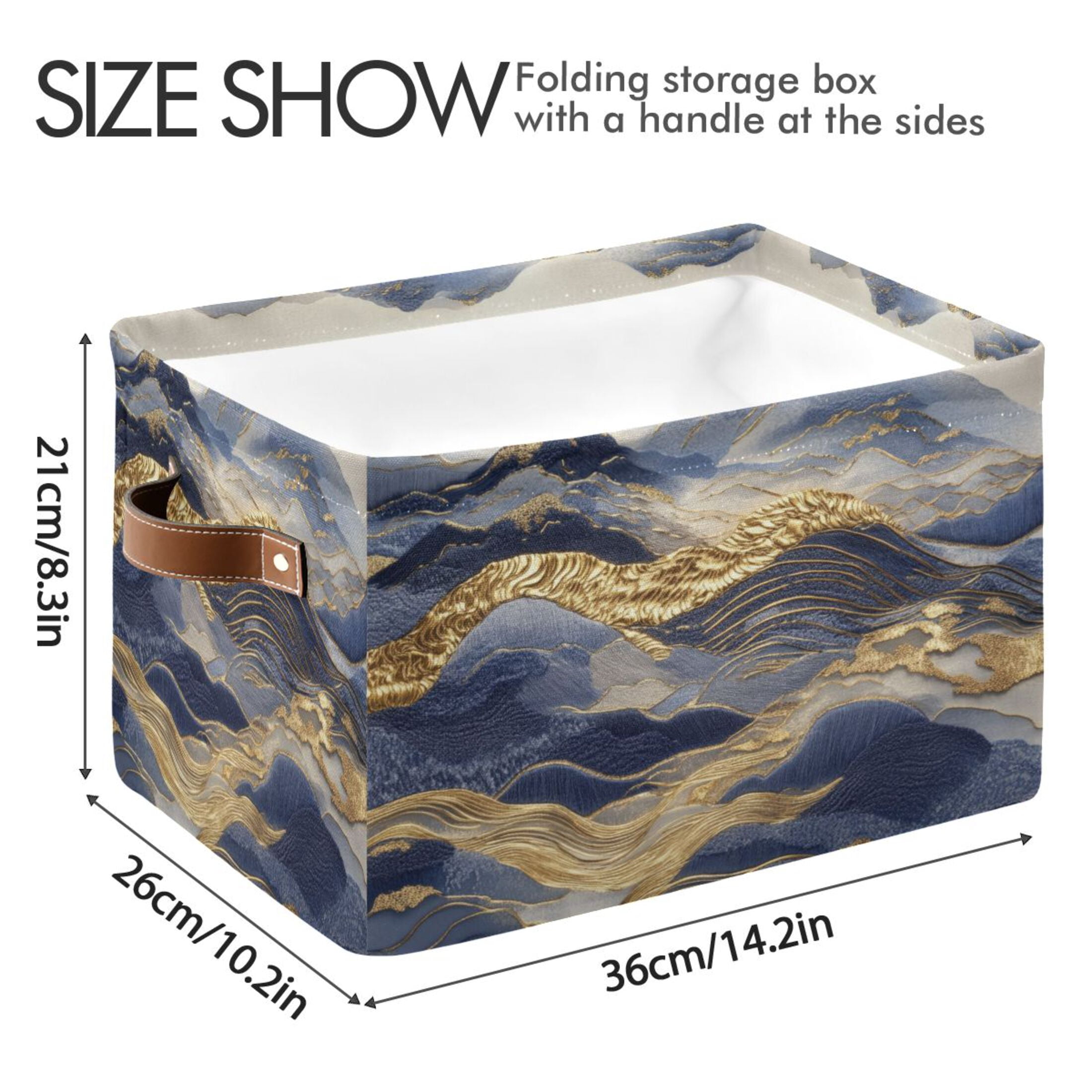 Flowing Liquid Gold Foldable Storage Basket,Canvas Fabric Foldable Storage Bins with Handles Open Home Storage Bins Boxes for Toy Book Shelf Closet Baskets