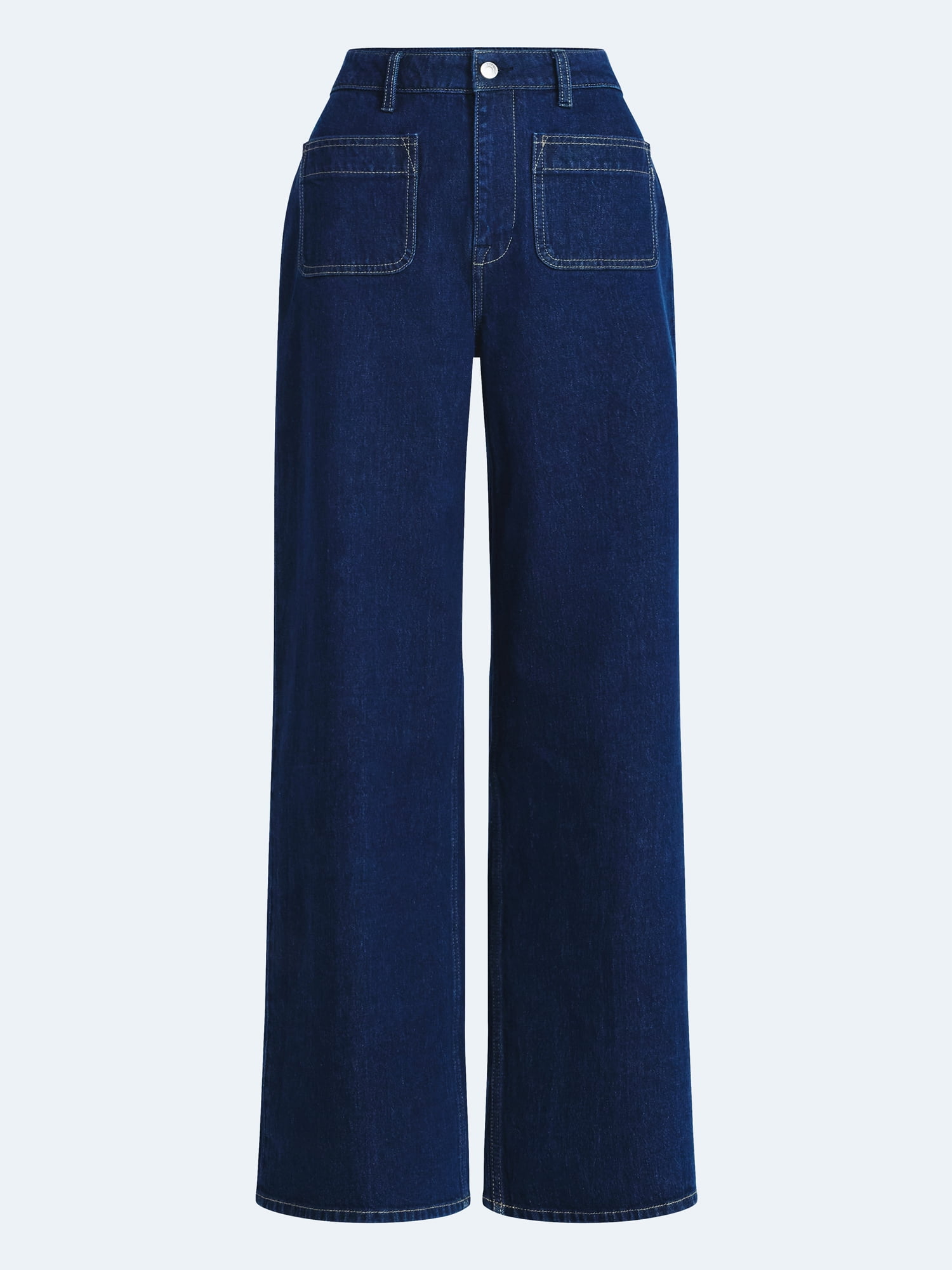 Free Assembly Women's and Women's Plus Wide Leg Jeans with Patch Pockets, 30", 32", and 34" Inseams, Sizes 0-26 Plus