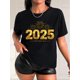 thumbnail image 1 of Camiseta informal con estampado de fuegos artificiales y purpurina para mujer, cuello redondo, manga corta, tejido de punto de algodón, ideal para primavera/verano/otoño, ideal para practicar deporte., 1 of 7