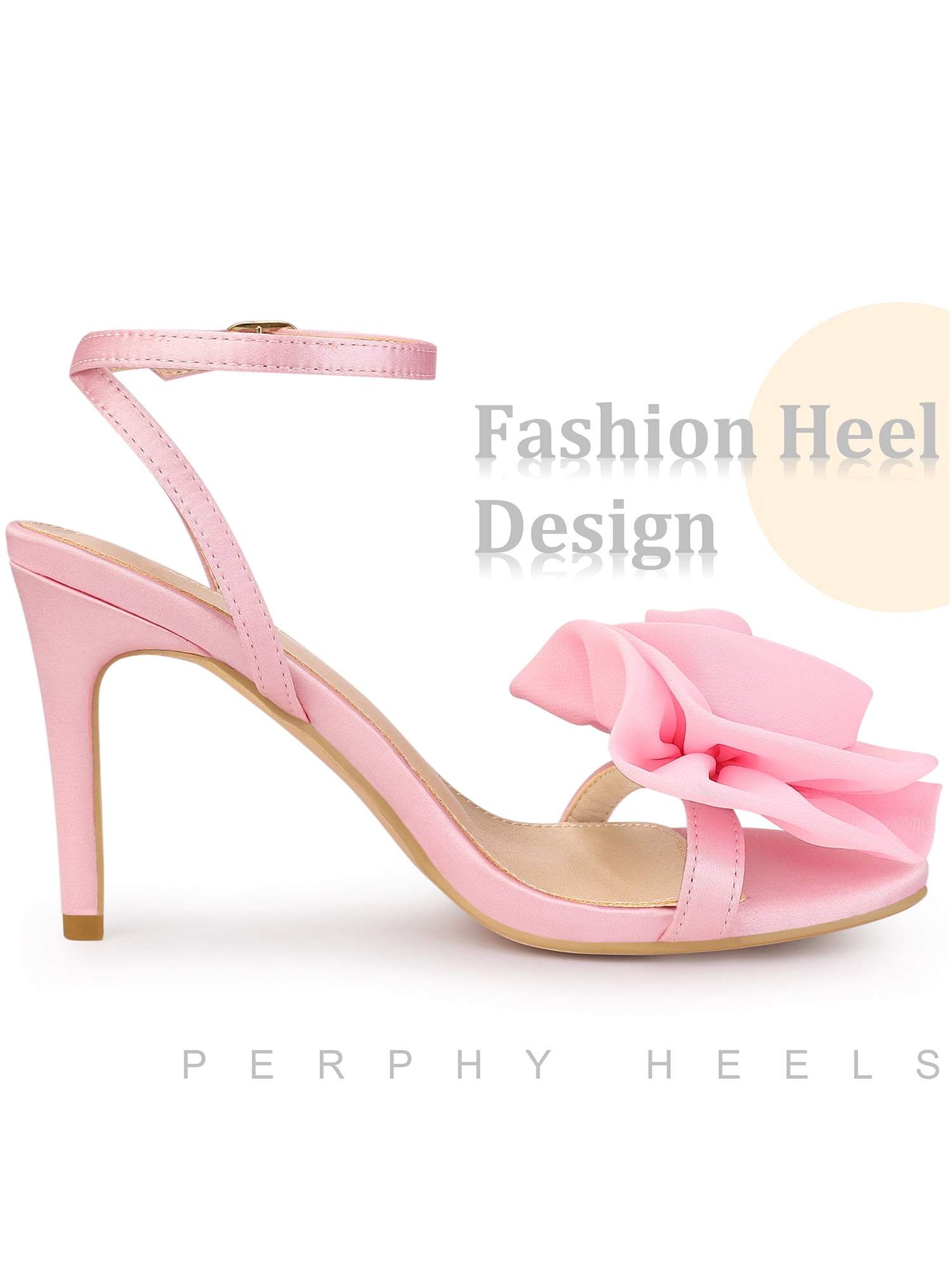 DARING DIVA Flower Stiletto High Heel Sandals for Women Bling Pink 8