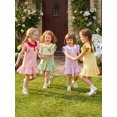 thumbnail image 4 of BemeyourBBs Toddler Baby Girls Summer Ruffled Dress 12 18 24 Months 2 3 4 5 Years Avocado Sunflower Tulip Strawberry Embroidered Buttons Fly Sleeve Casual Dress, 4 of 9
