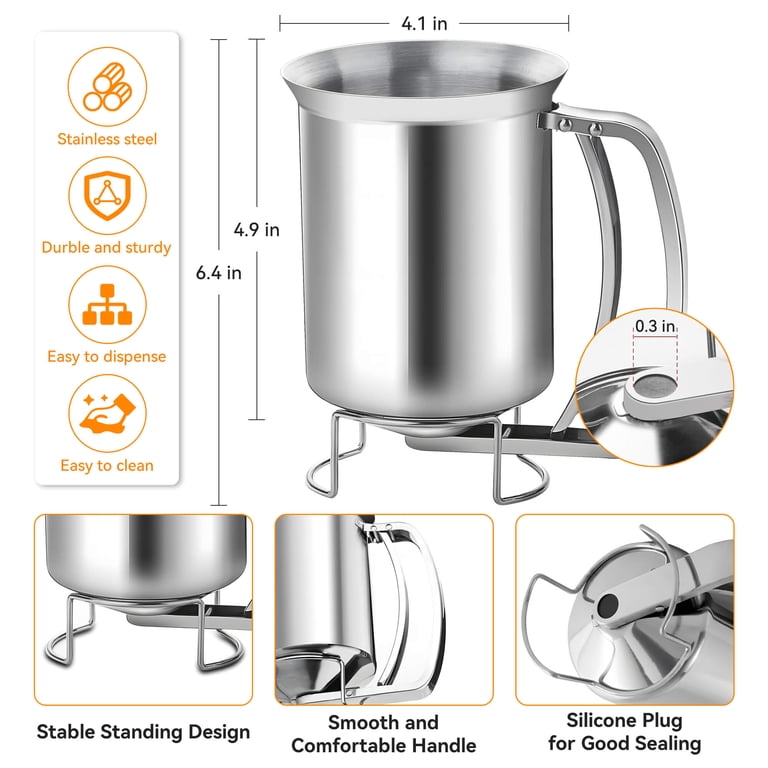Distributore Per Pasta In Acciaio Inox - Da 800 Ml Per Pancake, Muffin E Dolci