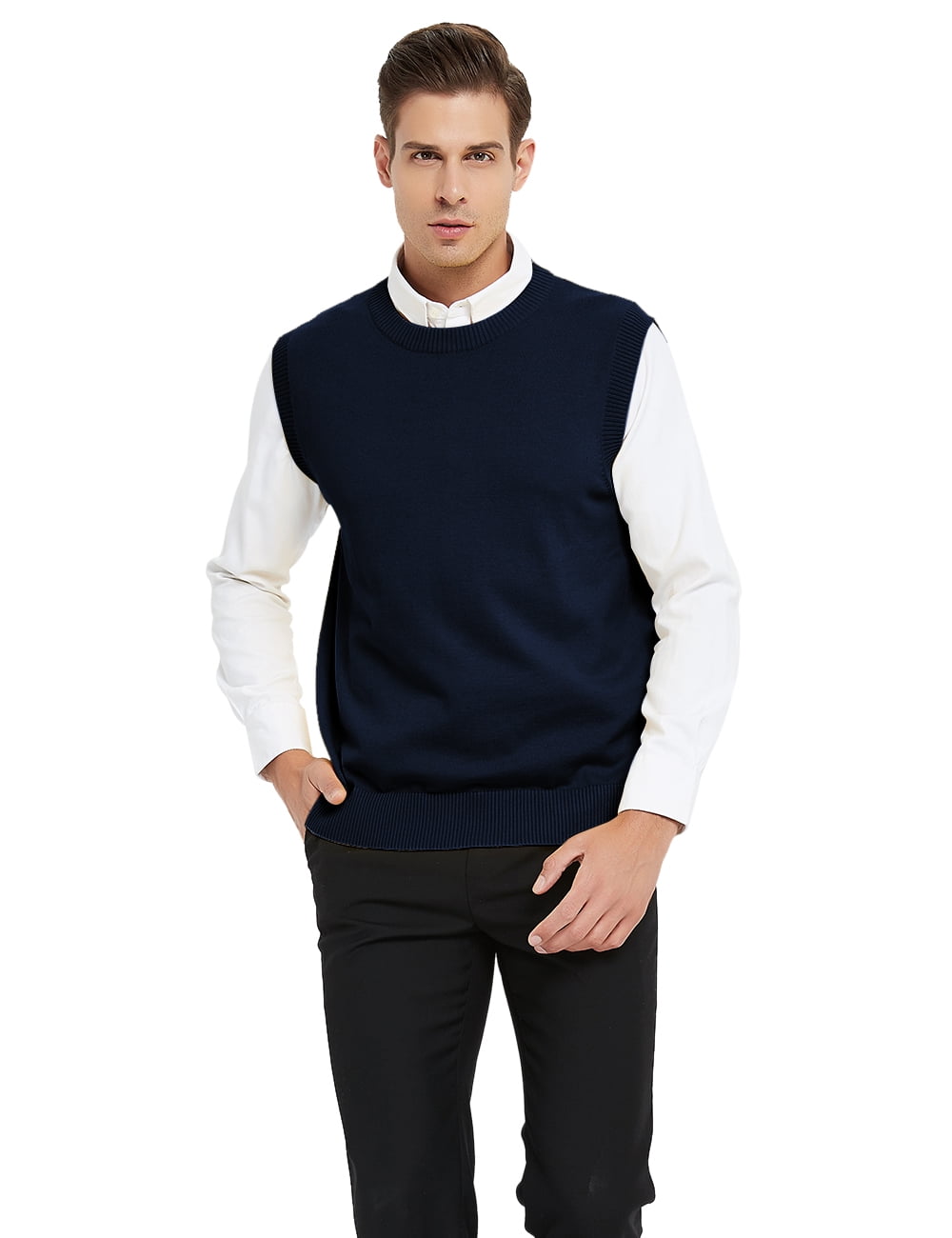 CC Cotton Blend Slim Fit V Neck Sweater Vest for Men Lightweight Breathable V Neck Vests for Men 