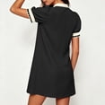 thumbnail image 6 of QUNYINEY Puff Short Sleeve Women's Dresses Summer Boho A Line Mini T-Shirt Dress Vacation Casual Loose Fit V Neck Dresses, 6 of 9