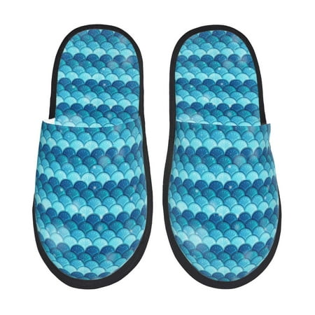 

Fuzoiu Pearlescent Scales Print Unisex Furry Slippers Plush Indoor Shoes Trendy House Slippers Anti-Skid EVA Sole House Shoes for Home Office and Travel -Large