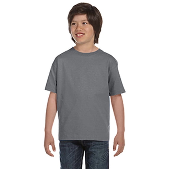 The Gildan Youth 5.5 oz., 50/50 T-Shirt - GRAVEL - M