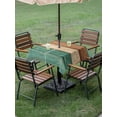 thumbnail image 3 of Outdoor Tablecloth with Umbrella Hole and Zipper, Farmhouse Teal Brown Square Table Cloth 54x54 Inch Waterproof Tablecloth, Vintage Wooden Striped Picnic Table Cover for Patio Camping, 3 of 7