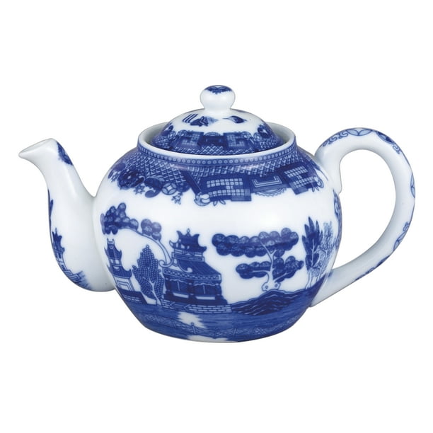 HIC Harold Import Co Blue Willow Porcelain 32 Ounce Teapot with Infuser