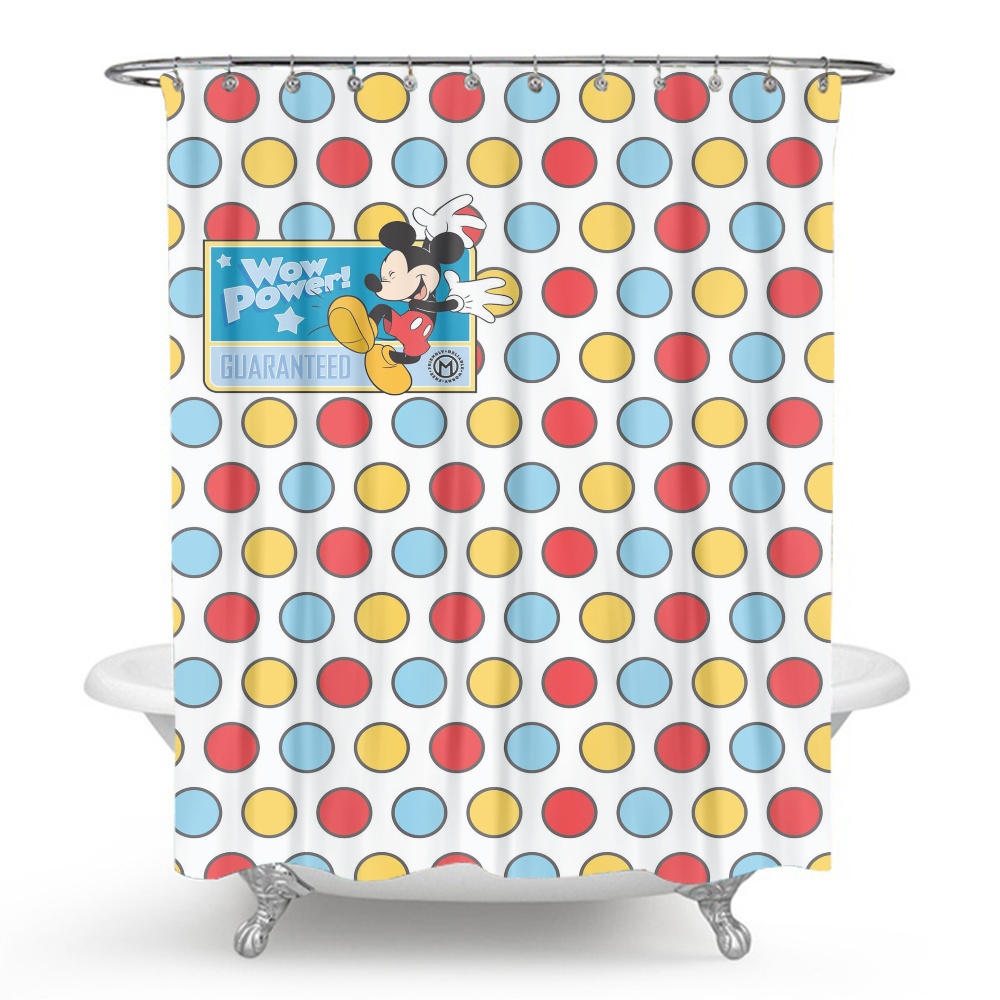 Mickey Mouse Print Shower Curtains Cool Bathroom Curtain Set with 12