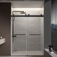 thumbnail image 2 of Yesurprise Glass Shower Door, Frameless Shower Door with 2 Towel Bar Handles, 4 Rollers, Transparent Tempered Glass, Sliding Glass Shower Door, Reversible Installation, 2 of 7