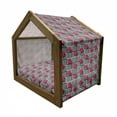 thumbnail image 2 of Teen Room Pet House, Abstract Geometric Minimalist Lines and Square Cubes Print, Outdoor & Indoor Portable Dog Kennel with Pillow and Cover, 5 Sizes, Magenta Black and White, by Ambesonne, 2 of 5