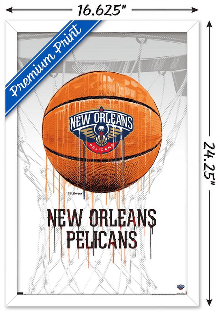 NBA New Orleans Pelicans - Drip Basketball 21 Wall Poster, 14.725" x 22.375", Framed