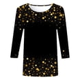 thumbnail image 3 of Conairie Carnival Sparkly Tops For Women Going Out 3/4 Sleeve Round Neck Sequin T Shirt Fashion Floral Print Casual Breathable Party Shiny Blouses Pullover Outfits Black M, 3 of 4
