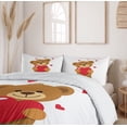 thumbnail image 6 of Ambesonne Funny Bear Duvet Cover Sets, Valentine's Day Heart, 2-King, Amber Dark Coral and White, 6 of 7