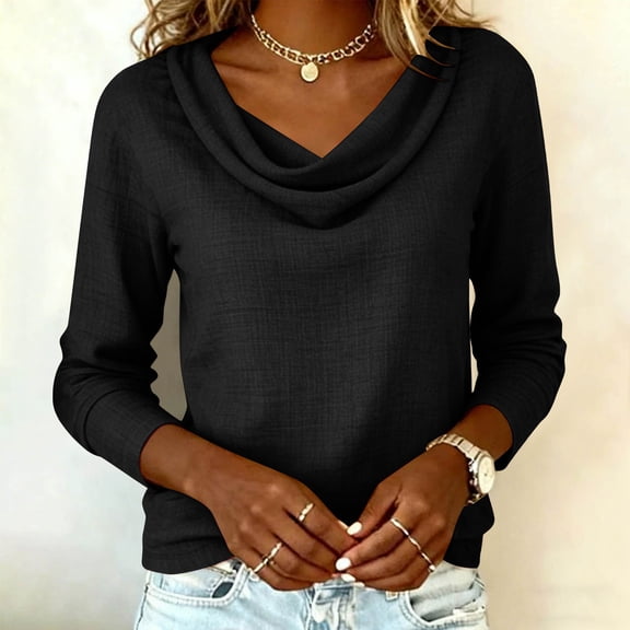 Ynynloco Women's Long Sleeve Trendy Cowl Neck Sweater Pullover Turtleneck Casual Loose Sweatshirts Tunic Tops Dressy Casual Outfits