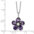 thumbnail image 2 of 15mm 925 Sterling Silver Rhodium Plated Purple and White Brilliant-cut CZ Flower Necklace With 2 Inch Extender 16 Inch P, 2 of 2