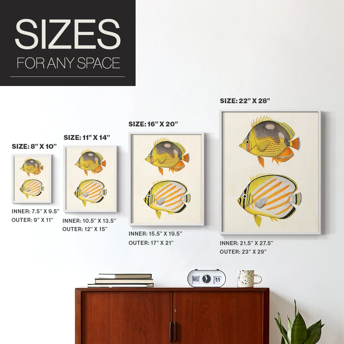 Yellow & Grey Fish IV Framed Print - Solid Wood in Single Picture Frame Solid Wood 2 Framed Print