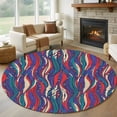 thumbnail image 2 of Tribal Style Round Living Room Rugs 5 ft, Abstract Boho Ethnic Feather Leaf Washable Area Rug with Non-Slip Sturdy Edge Binding Round Carpet for Entryway Kitchen Bedroom Bathroom, 2 of 9