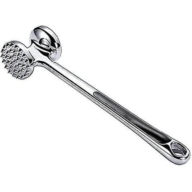 Ablandador de carne Manual profesional, mazo de acero inoxidable, martillo de carne de doble cara resistente con orificio para colgar