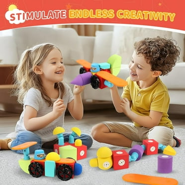 Foam Magnetic Blocks Sensory Toys for Toddler Kids Boys Girls  40 PCS Magnet Building Blocks Set Travel Bath Toys