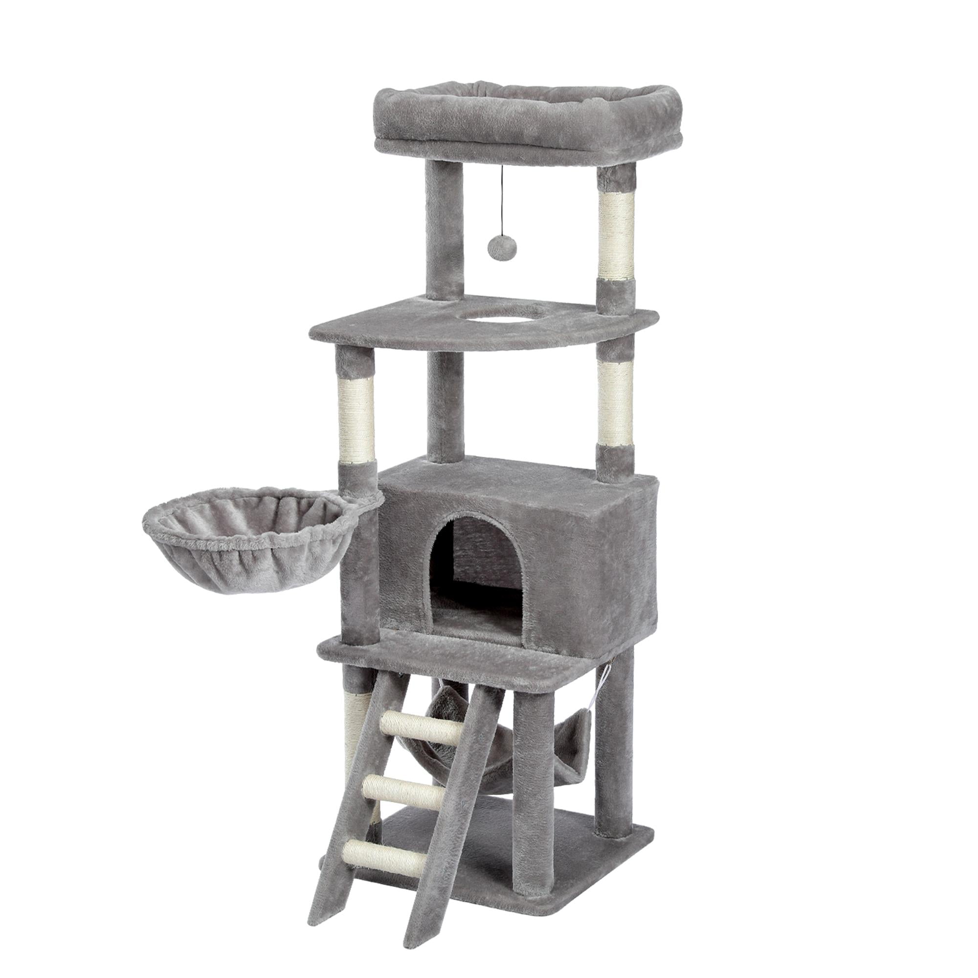 Pefilos 56" Multi-Level Cat Tree Tower for Indoor with Sisal-Covered Scratching Posts, Cat Condo with Hammock and Deluxe Perch for Adult Cats, Gray Pefilos 56" Multi-Level Cat Tree Tower for Indoor with Sisal-Covered Scratching Posts, Cat Condo with Hammock and Deluxe Perch for Adult Cats, Gray
