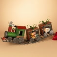 thumbnail image 2 of Green Metal Holiday Train on Tracks with 2 Red Present Cars and Fused Glass Panes, 2 of 2