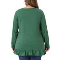 thumbnail image 4 of DARING DIVA Women's Plus Casual Long Sleeve Ruffled Hem Blouse 1X Green, 4 of 6