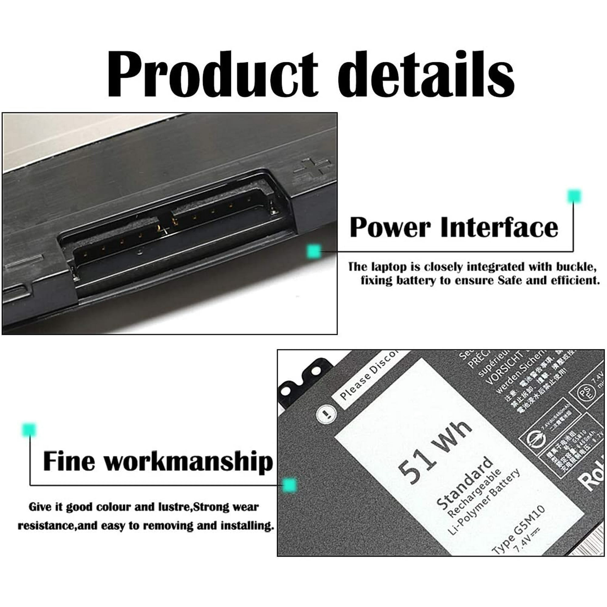 New Replacement G5m10 Laptop Battery For Dell Latitude E5450 E5550 E5570 Battery Fit Type 7v69y 6mt4t 8v5gx 79vrk Txf9m Walmart Canada