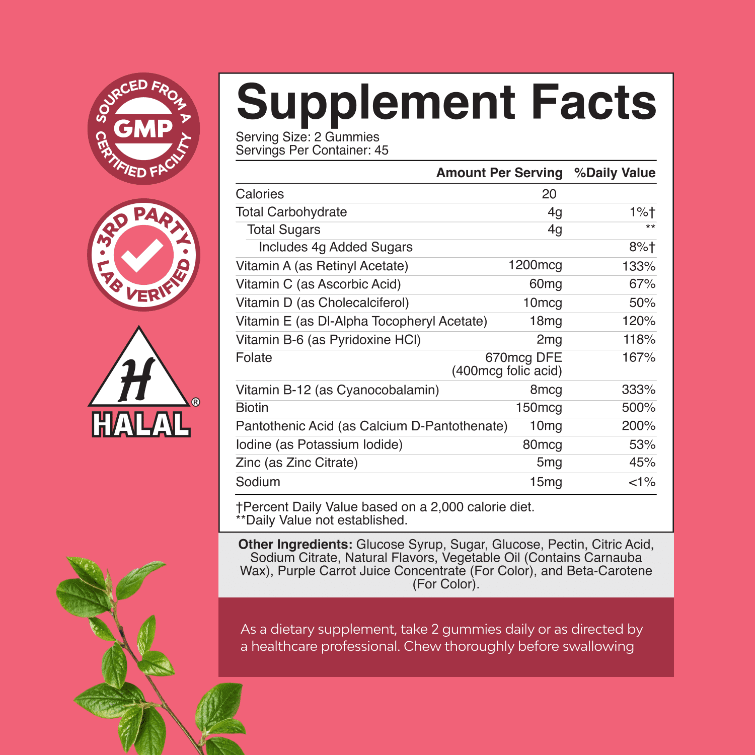 Natures Craft Daily Multivitamin Gummies, Immune Support Supplement for Women, 90 Count