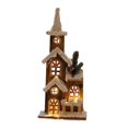 thumbnail image 3 of Casa de madera con luces LED navideñas, decoración navideña coleccionable, pueblo navideño Color madera, 3 of 9