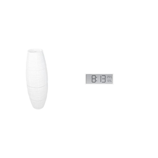 Lámpara De Pie Sencilla Con Pantalla De Papel, Protector De Bombilla, Accesorios Modernos, Cubierta Con Reloj Digital De Pared, Pantalla Grande, Indicador De Temperatura Y Humedad Para