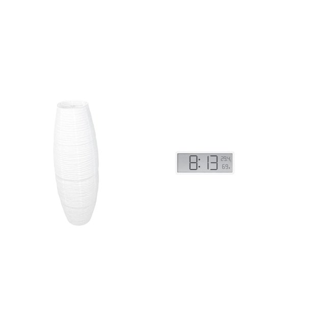 Lámpara De Pie Sencilla Con Pantalla De Papel, Protector De Bombilla, Accesorios Modernos, Cubierta Con Reloj Digital De Pared, Pantalla Grande, Indicador De Temperatura Y Humedad Para