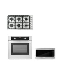 Cosmo 3 Piece Kitchen Package With 36" Gas Cooktop 24.4" Built-in Countertop Microwave 24" Single Electric Wall Oven