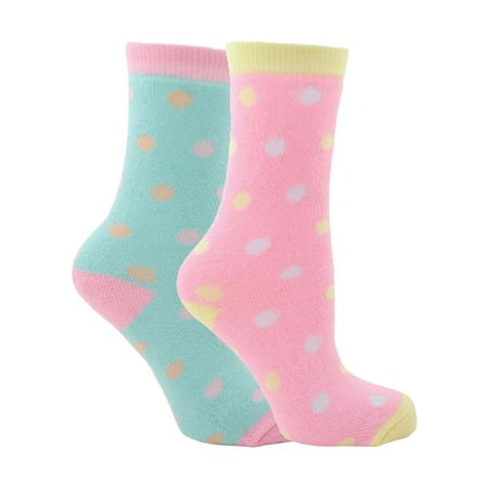 

Girls 2 Pair Pack Thick Thermal Design Colourful Dotted Casual Socks