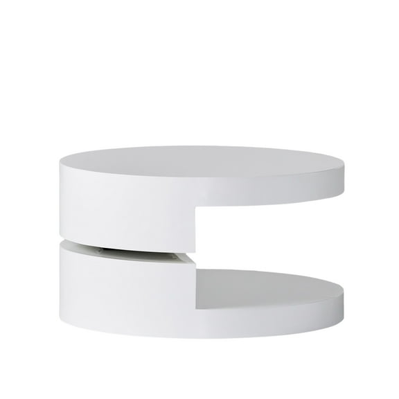 GDF Studio Genoa Modern Small Rotating Coffee Table, Glossy White