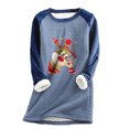 thumbnail image 1 of Chandails en Molleton Femmes Tendance Col Rond Noël Imprimé Léopard Patchwork Velours Chaud Manches Longues Hauts Tenue Filles en Solde, 1 of 4