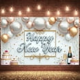 thumbnail image 4 of Gold Silver Theme Happy New Year Banner Disco Ball Design New Year Banner Balloon Decoration Star Pattern Celebration Banner for New Year Party Holiday Celebration Indoor Decoration, 4 of 8