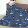 thumbnail image 6 of Honeii Cartoon Shark Print Fleece Blanket - Throw Blanket for Bed, Sofa, Couch, Camping, and Travel , Microplush Ultra Soft Warm Blanket-60"x50", 6 of 7
