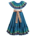 thumbnail image 2 of IDOPIP Kids Girls Traditional Mexican Dress Cinco De Mayo Fiesta Ribbon Ruffle Drape Party Dresses, 2 of 10