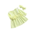 thumbnail image 2 of Seyurigaoka Baby Long Sleeve Dress with Bow Headband Daisy Print Ruffle, 2 of 6