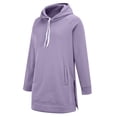 thumbnail image 4 of Women's Longline Hooded Sweatshirt, Side Slit Detail with Pockets, Oversized Casual Pullover for Layered Looks and Comfortable Daily Wear-Light Violet, 4 of 7