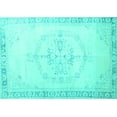 thumbnail image 1 of Ahgly Company Machine Washable Indoor Rectangle Persian Turquoise Blue Traditional Area Rugs, 5' x 8', 1 of 4
