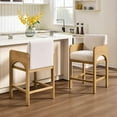 thumbnail image 2 of Guyou Natural Bar Stools Set of 2, 27" Upholstered Counter Height Bar Stools for Kitchen Counter with Footrest, Modern Bar Chairs Wooden Barstool with Linen Seat for Dining Room Home Bar, Beige, 2 of 6
