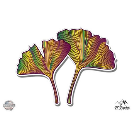 Ginkgo Leaves - 3" Vinyl Sticker - For Car Laptop I-Pad Phone Helmet Hard Hat - Waterproof Decal