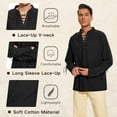 thumbnail image 5 of Plus Size Mens Gothic Pirate Shirt Laced Mens Linen Shirts Medieval Halloween Costumes Shirts for Men Black 2XL, 5 of 5